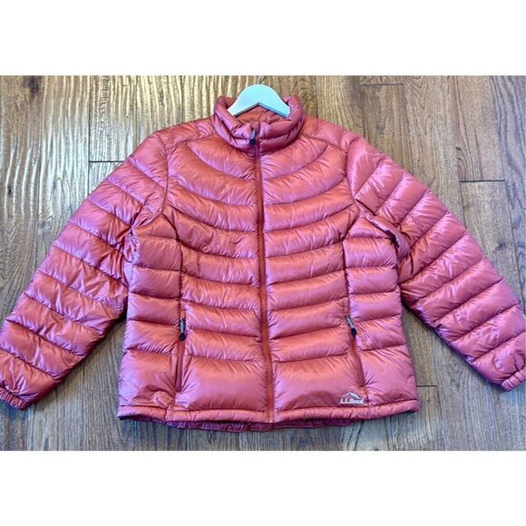 L.L. Bean 850 Down Fill ultralight puffer jacket orange XL petite - Picture 12 of 13